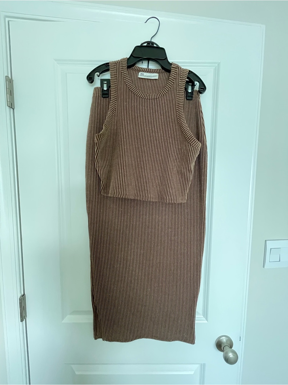 No Boundaries Ribbed Brown Midi Skirt Set - Picture 2 of 10